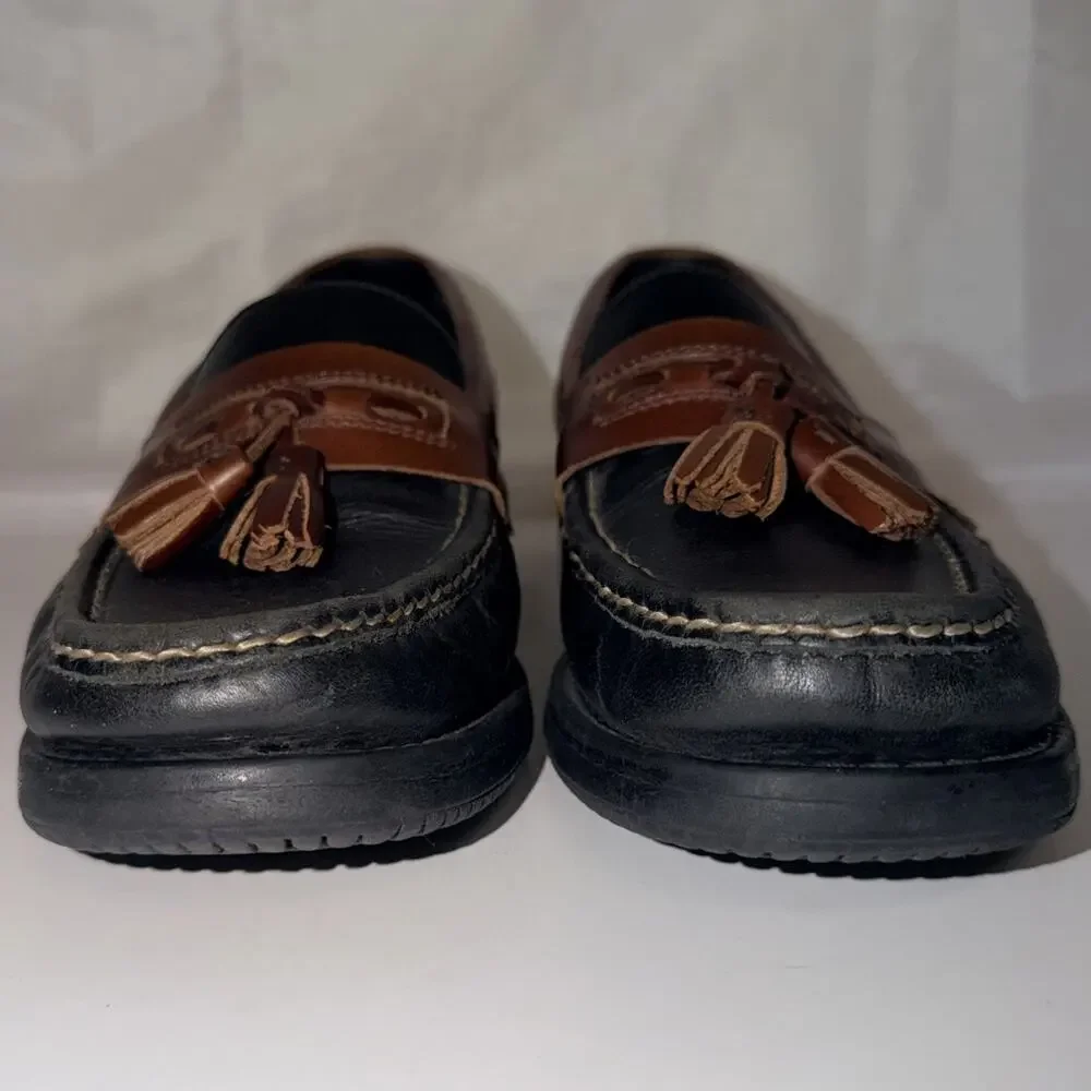 Bass Marine Tassel Loafers Black Brown Leather Men’s 8.5M D749 Classic